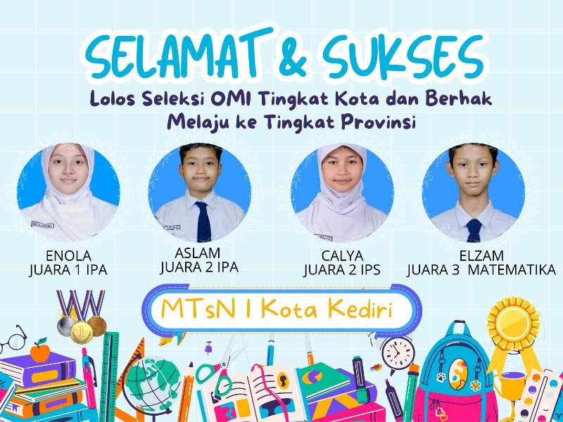 Empat Siswa MTsN 1 Kota Kediri Raih Juara OMI 2026 Tingkat Kota, Melaju ke Tingkat Provinsi